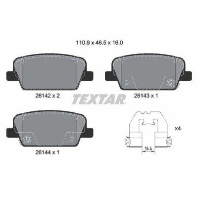 Immagine di TEXTAR 2614201 Kit pastiglie freno con segnalatore acustico usura accessori