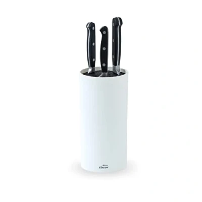 Immagine di Lacor 39037 Tassello per coltelli White, Blocco Universale Coltelli, Multidirezionale, Colore Bianco Opaco, Ø11 cm, altezza 22 Adatto Lavastoviglie