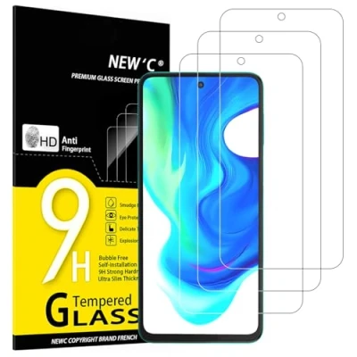 Immagine di NEW&#039;C 3 Pezzi, Vetro Temperato per Xiaomi Poco M2 Pro, Pellicola Prottetiva Anti Graffio, Impronte, Senza Bolle, Durezza 9H, 0,33mm Ultra Trasparente, Resistente