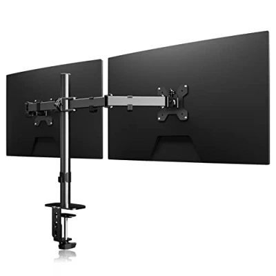Immagine di Suptek Supporto per 2 Schermi da Scrivania, Braccio Doppio Monitor Tavolo Due LCD TV LED 13 27 Pollici, Dual Supporti Schermo Computer PC Staffa