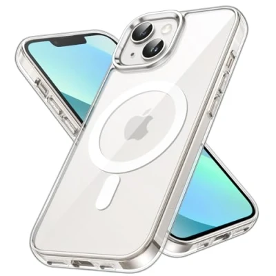 Immagine di JETech Cover Magnetica per iPhone 13 6,1 Pollici Compatibile con MagSafe Ricarica Wireless, Telefono Custodia Antiurto, Retro Antigraffio Trasparente (Trasparente)