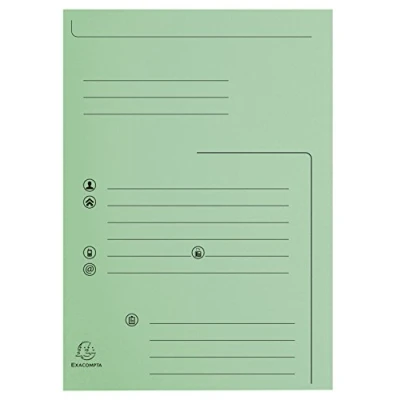 Immagine di Exacompta Cod. 334004E Confezione da 25 cartelline rigide stampate con 2 alette SUPER 210 g/m² Colori pastello certificati PEFC™ dimensioni 24 x 32cm per documenti formato A4 colore verde chiaro