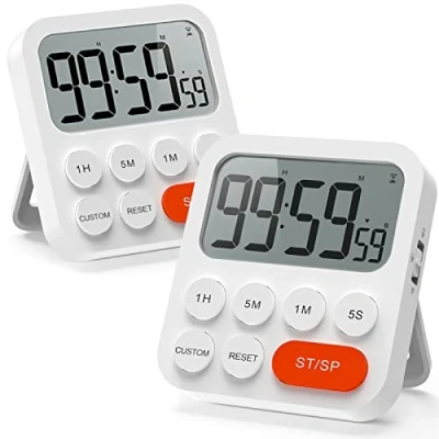 Immagine di LIORQUE Timer da Cucina Digitale, Multifunzione con Funzione Orologio, 3 Livelli di Volume, Schienale Magnetico, Supporto Pieghevole, per Cucinare, Uovo, Palestra,Studio, Lavoro