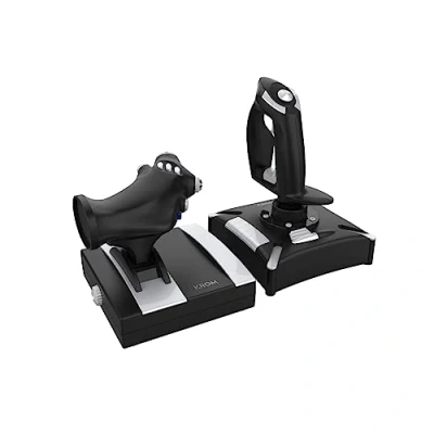 Immagine di KROM K FLIGHT Set di joystick, simulatori volo, stick per acceleratore/sterzo, modalità vibrazione interna, impugnatura sintetica, 2 assi, POV, 16 pulsanti, PC, PS4, Xbox One, Nero