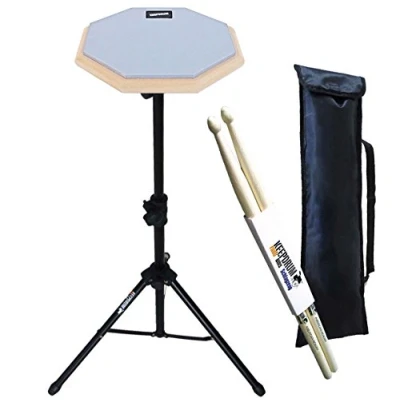 Immagine di Keepdrum DP GY8 Set Practice Pad Grigio con treppiede e borsa per il trasporto + bacchette batteria 1 paio