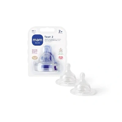 Immagine di MAM Teats Size 2, Suitable for 2+ Months, Medium Flow with SkinSoft Silicone, Fits All Baby Bottles, Feeding Essentials, Pack of 2