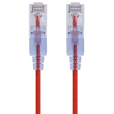 Immagine di Monoprice SlimRun Cavo patch Ethernet Cat6A RJ45 UTP puro filo di rame nudo 10G 30AWG 0,9 m, colore: Rosso