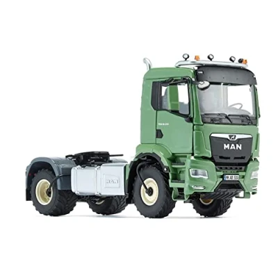 Immagine di WIKING 077650 MAN TGS 18.510 4x4 BL Autocarro a 2 Assi, 1:32, Metallo/Plastica, Da 14 Anni, Sistema di Controllo della Pressione degli Pneumatici, Griglia del Radiatore Apribile, Verde (Ackerdiesel)
