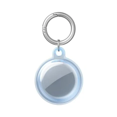 Immagine di ISKIP Custodia Impermeabile per Apple AirTag, a Copertura Totale con Protezione 360 e Portachiavi AirTag (trasparente Blu)