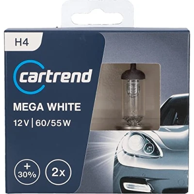 Immagine di Unitec 77780 Set di 2 lampadine per fari anteriori H4 Xenon MegaWhite, 12V, 55W