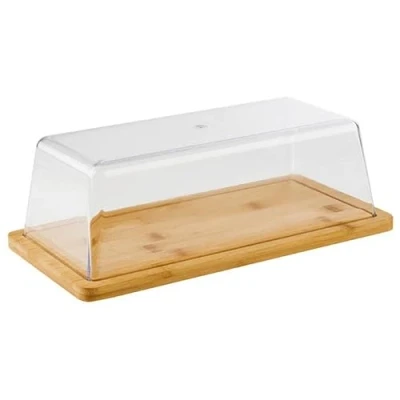 Immagine di APS 821 Vassoio con cappuccio rettangolare in legno di bambù copertura (32 x 16,5 cm, altezza: 11 cm) Campana per formaggio