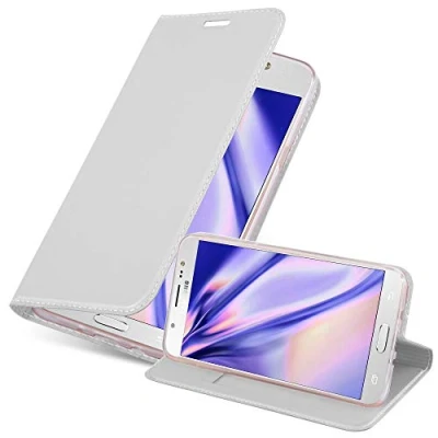 Immagine di Cadorabo Custodia Libro per Samsung Galaxy J7 2016 in CLASSY ARGENTO con Vani di Carte, Funzione Stand e Chiusura Magnetica Portafoglio Cover Case Wallet Book Etui Protezione
