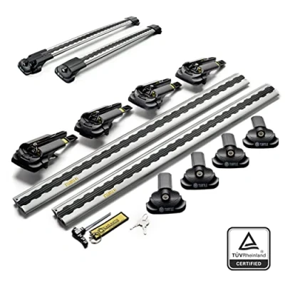 Immagine di TURTLE AIR1 Barre Portatutto, Portapacchi, da Tetto Compatibile con Dacia Duster 2010 2013; Viene utilizzato per il montaggio di box tetto, portabiciclette, scale TÜV