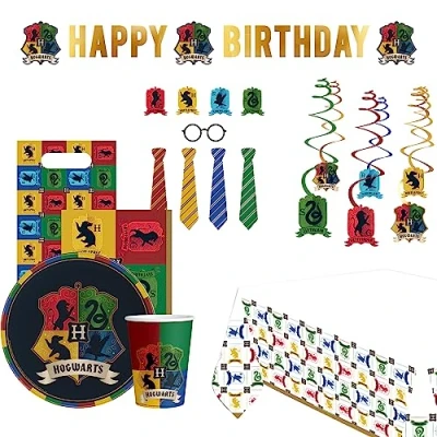 Immagine di Amscan 9917100 Set da festa Case di Harry Potter, 72 pezzi, stoviglie e decorazioni usa getta, compleanno per bambini