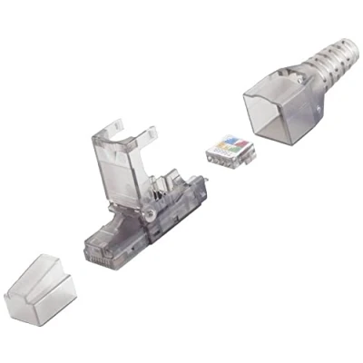Immagine di BKL Electronic Spina RJ45, senza attrezzi, UTP, CAT 6A 10121200 dritta Numero di poli 8P8C Trasparente 1 pz.