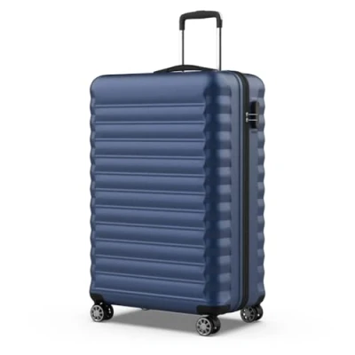 Immagine di NUMADA Valigia Grande Upfly 25Kg 28&#039; ABS (75x49x29cm) con chiusura a combinazione e 4 ruote doppie 360 Resistente Leggera Interni scomparti Blu Navy