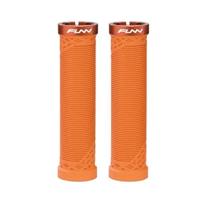 Immagine di Funn Hilt manopole per Mountain Bike con sistema di bloccaggio semplice, leggere ed ergonomiche, un diametro interno 22 mm, uniche manubrio motivo (Arancione)