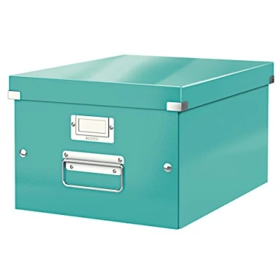 Immagine di Leitz Click &amp; Store WOW Scatola Archivio Media, per Riporre e Trasportare Documenti A4 Oggetti di Medie Dimensioni, Adatta a Casa Ufficio, Blu Ice, 60440051