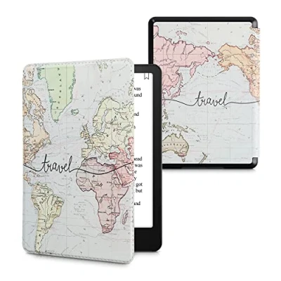 Immagine di kwmobile Cover per Kindle Paperwhite Custodia 6,8 Pollici 11 Generazione 2021 Copertina eReader eBook Reader Case Mappa del mondo