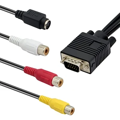 Immagine di MEIRIYFA cavo VGA a RCA, maschio 15 pin TV S Video 3 RCA AV Out adattatore convertitore per PC Computer