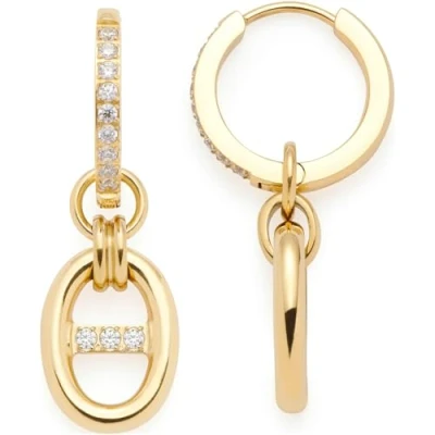Immagine di Leonardo Jewels Herma 024298 Orecchini da donna in Acciaio INOX con zirconi di colore oro, altezza 3,2 cm, inossidabile, Zirconia cubica