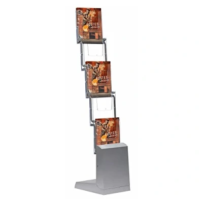 Immagine di DISPLAY SALES porta menu ristorante pieghevole 5 x DIN A4 con borsa in nylon per un facile trasporto volantini alluminio e plastica trasparente