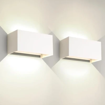 Immagine di FUPE Applique da Parete Esterno Interno 25W Angolo del Fascio Regolabile Moderno 4000K Luce naturale IP65 Impermeabile Bianco Interno（2Pezzi）