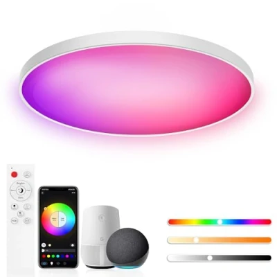 Immagine di Birnetek® Plafoniera LED Soffitto 30W, Lampadario RGB Rotonda 2700K 6500K, Dimmerabile, Compatibile con Alexa, Controllo APP, Telecomando, per Camere da letto, Soggiorni, Cucina