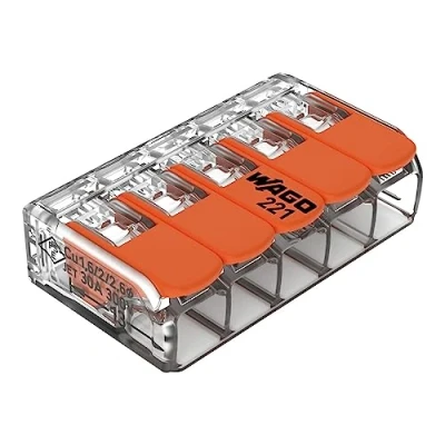 Immagine di WAGO 221 615 Morsetto flessibile: 0.50 6 mm² rigido: Numero Poli (num): 5 1 pz. Trasparente, Arancione