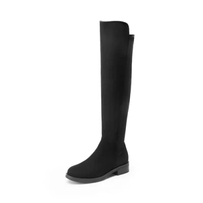 Immagine di Dream Pairs Stivali Donna Overknee Classici da sopra Il Ginocchio con Tacco Basso,Size 37,Camoscio Nero,SDOB2409W