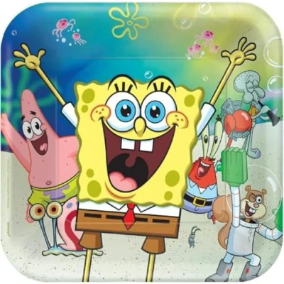 Immagine di amscan SpongeBob SquarePants 542627 66 Piatti di carta per feste compleanno bambini, confezione da 8