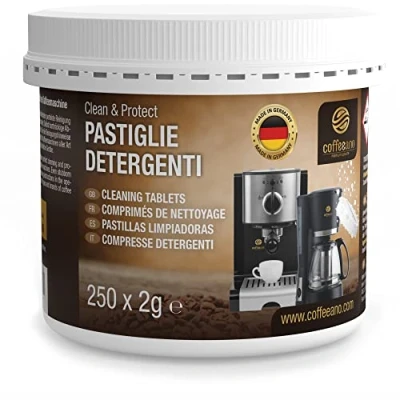 Immagine di 250 pastiglie detergenti Coffeeano per macchine da caffè superautomatiche e Clean&amp;Protect. Pasticche compatibili con ogni marca. Incl. eBook
