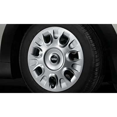 Immagine di Mini copricerchio originale, color argento, con scritta Mini, per ruote da 15 pollici, 36136785977
