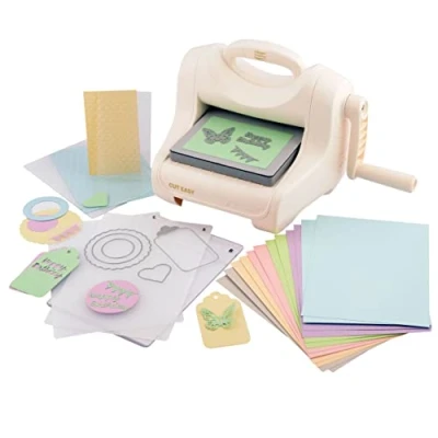 Immagine di Vaessen Creative Cut Easy + A5, grande fustellatrice e goffratrice, starter kit con cartone colorato, fustelle cartella per goffratura, artigianato ideale biglietti