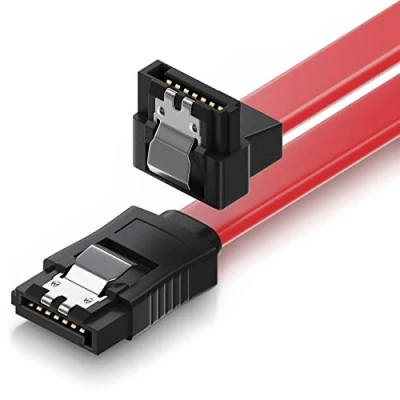 Immagine di deleyCON 30cm Cavo SATA III Dati S ATA 3 di Collegamento per SSD HDD con Clip in Metallo 6 Gb/s 1x Dritto Connettore a 90 L Rosso