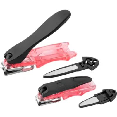 Immagine di ZWILLING Set di forbicine per unghie, 2 pezzi con tagliente leggermente curvo e lima unghie integrata, extra affilate in 80 mm 100 mm, rosso