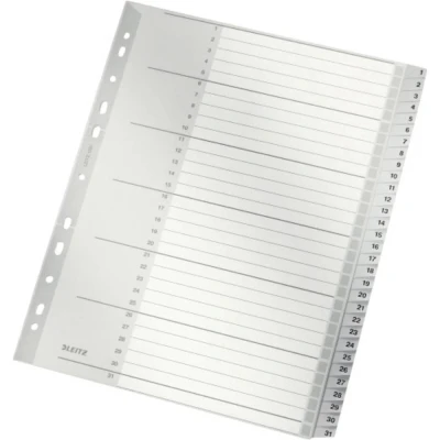Immagine di Leitz 1281 Divisore DIN A4, Fuori misura 1 31 Polipropilene Grigio schede 12810000