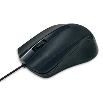 Immagine di Waytex 65106 Mouse cablato USB nero con 3 pulsanti e sensore ottico, 1000 DPI Presa ergonomica Ambidestro per PC Mac