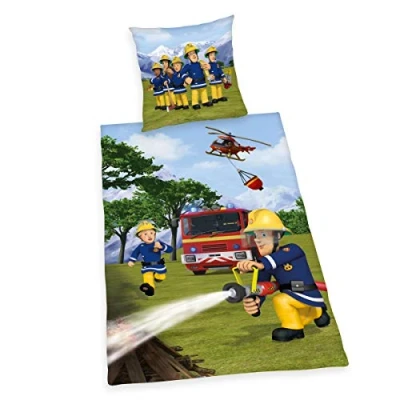 Immagine di Herding SAM IL POMPIERE Set di Biancheria da Letto Reversibile, Federa 80 x cm, Copripiumino 135 200 Cotone/Renforcé