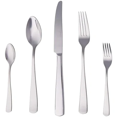 Immagine di Amazon Basics posate in acciaio inox con bordo squadrato per 4 persone, confezione da 20, Argento