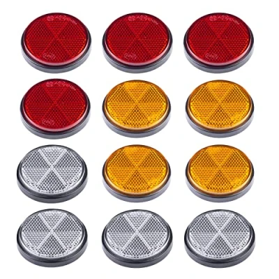 Immagine di BEIJISTAR Kit Riflettore per Rimorchio, 4 Rosso Catarifrangente, Giallo Bianco Catarifrangente Autoadesivo Tondi, camion Rimorchio RV Caravan