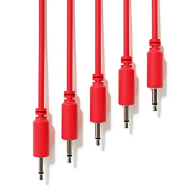 Immagine di ExcelValley 5 Pack Cavi Modulari Patch Mono TS 3,5mm 1/8&quot; Eurorack Sintetizzatore [Rosso 10 cm 4&quot;]