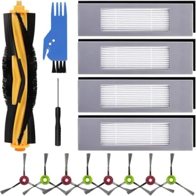 Immagine di Ansook Accessori di Ricambio per ECOVACS DEEBOT OZMO 950 920 T8,T8+,T8 AIVI,T9,T9+,N8,N8+,N8 PRO,N8 PRO+ Serie Robot Aspirapolvere,1 Spazzola Principale,8 spazzole Laterali,4 Filtro Hepa,4 Spugne