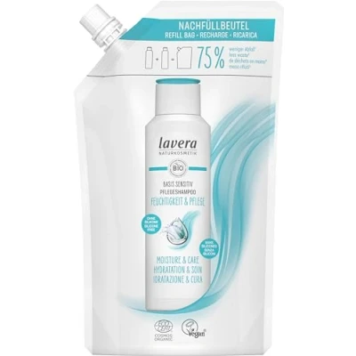 Immagine di lavera Sacchetto di ricarica a base sensitivo, shampoo idratante e cura, umidità intensa cura delicata, senza siliconi, vegano, cosmetici naturali, 500 ml