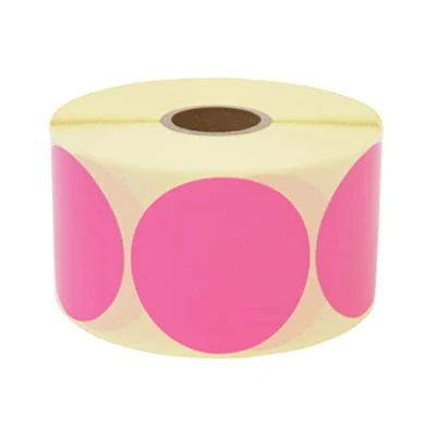 Immagine di Prolac 1000 punti adesivi colorati in rotoli, 25 x mm, rosa, autoadesivi rotondi, perfetti per l&#039;etichettatura ufficio, rotondi