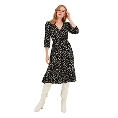 Immagine di Trendyol Abito con Bottoni, Colore: Nero Casual, 40 Donna