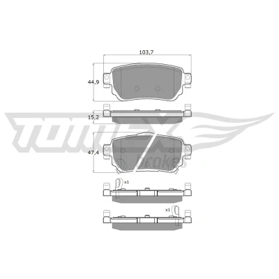 Immagine di TOMEX brakes TX 18 27 Kit pastiglie freno Assale posteriore con segnalatore acustico usura NISSAN: Qashqai 2, X Trail, Leaf II, RENAULT: Kadjar