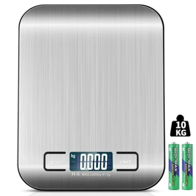 Immagine di bilancia da cucina 10 kg dotate di display LCD e funzione tara, Utile per la misurazione degli ingredienti nella fase cottura, pesare oggettistica altro a partire 1g