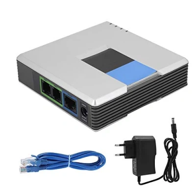 Immagine di Fsskgx VoIP Gateway, 2 Port Internet Phone Adapter Protocollo Sip V2 con Cavo di Rete per Linksys PAP2T