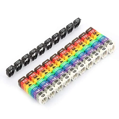 Immagine di Marcatori per Fili Etichette Numeri di Cavi Colorati con Numerazione Design a Clip (100PCS KCM 6MM 6 square)